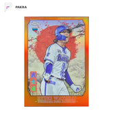 24 Topps Chrome Nippon Pro NPB Bushido Ryuki Watarai #B-7 Orange 12/25 RC shown on a white PAKRA background.
