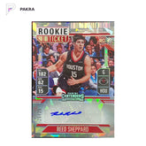 2024-25 Panini Silhouette Cracked Ice Ticket Reed Sheppard RC Auto 25/25 shown on a white PAKRA background.