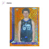 2025-26 Topps Chrome Orange Speckle #268 Walter Clayton Jr. RC Rookie 15/25 shown on a white PAKRA background.