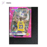 2024-25 Panini Prizm LeBron James Pink Ice Refractor #130 Lakers shown on a white PAKRA background.