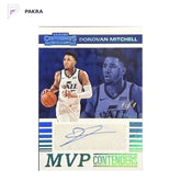 2019-20 Panini Contenders MVP Auto Donovan Mitchell Platinum 1/1 Jazz shown on a white PAKRA background.