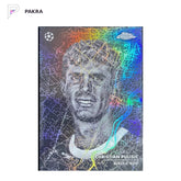 2024-25 Topps Chrome UEFA Munich at Night #MN-3 Christian Pulisic SSP shown on a white PAKRA background.