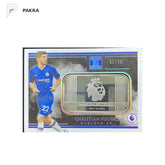 2019-20 Panini Impeccable EPL Logo Silver #LS-54 Christian Pulisic 1/25 shown on a white PAKRA background.