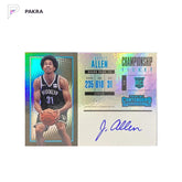 2017-18 Contenders Championship Ticket Platinum Jarrett Allen RC Auto 1/1 shown on a white PAKRA background.