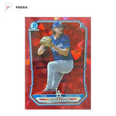 2026 Topps Bowman Chrome Sapphire Red #BCP-138 Patrick Copen 1st 2/5 shown on a white PAKRA background.