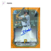 2026 Topps Bowman Chrome Orange Wave #CPA-BI Brent Iredale 1st Auto 13/25 shown on a white PAKRA background.