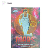 2025-26 Topps Chrome Cosmic Planetary Pursuit Mars Victor Wembanyama SSP shown on a white PAKRA background.