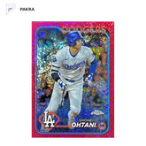 2024 Topps Chrome Magenta Speckle #1 Shohei Ohtani 69/350 Dodgers shown on a white PAKRA background.
