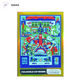 2026 Panini Prizm USA Mexico Posters Monterrey City #16 SSP 03/10 gold shown on a white PAKRA background.