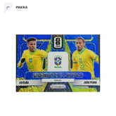 2026 Panini Prizm World Cup Estevao Joao Pedro Connections /8 Blue Shimmer shown on a white PAKRA background.