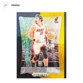 2023-24 Panini Prizm Deca #129 Jaime Jaquez Jr. RC - Black Gold Shimmer 4/8 shown on a white PAKRA background.