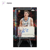 2025-26 Topps Chrome Update Kon Knueppel Rookie Auto RA-KK /8 shown on a white PAKRA background.