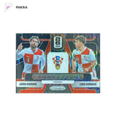 2026 Prizm JOSKO GVARDIOL LUKA VUSKOVIC CONNECTIONS black pulsar 1/1 #8 shown on a white PAKRA background.