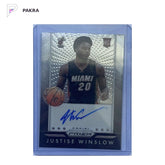 2015 Panini Prizm Rookie Signatures Justise Winslow RC AUTO shown on a white PAKRA background.