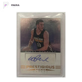 2012 Panini Prestige Prestigious Picks Miles Plumlee RC AUTO shown on a white PAKRA background.
