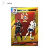 2016 Panini Prizm UEFA EURO Pepe Nani Portugal Gold 1/10 shown on a white PAKRA background.
