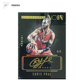 2014-15 Panini Noir Chris Paul Auto Noir Color Gold 4/5 #NC-CP Clippers shown on a white PAKRA background.