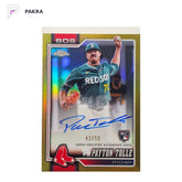 2026 Topps Chrome Payton Tolle RC Rookie Auto Gold Refractor /50 Red Sox shown on a white PAKRA background.