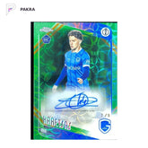 2025-26 Topps Chrome UCC Hongbao Konstantinos Karetsas RC Auto Green 7/9 shown on a white PAKRA background.
