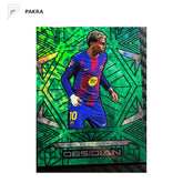 2025-26 Panini Obsidian Soccer Lamine Yamal FC Barcelona Jade 01/28 shown on a white PAKRA background.