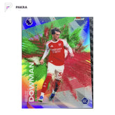 2025-26 Topps Finest EPL Max Dowman Green Red Swerve Fusion Variation SSP shown on a white PAKRA background.