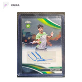 2025 Topps Chrome Tennis Chrome Autograph Rookie Mariano Navone shown on a white PAKRA background.