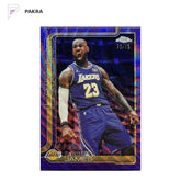 2025-26 Topps Chrome Basketball LeBron James Purple Wave Refractor 75/75 #1 shown on a white PAKRA background.