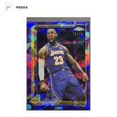 2025-26 Topps Chrome Updates Sapphire LeBron James Purple 75/75 #1 Lakers shown on a white PAKRA background.