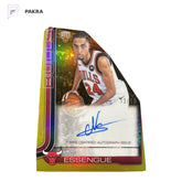 2025-26 Topps Chrome Updates Noa Essengue RC Auto Gold REF 13/50 #TCA-NE shown on a white PAKRA background.