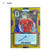 Jesus Rodriguez 2026 Panini Prizm World Cup GOLD Lattice 4/5 AUTO RC Spain shown on a white PAKRA background.