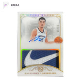2024 National Treasures Retro Zach Edey ROOKIE NIKE PATCH AUTO RPA 08/10 RC shown on a white PAKRA background.