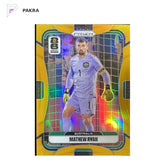 2026 Panini Prizm World Cup MATHEW RYAN True Gold 09/10 Australia #142 shown on a white PAKRA background.