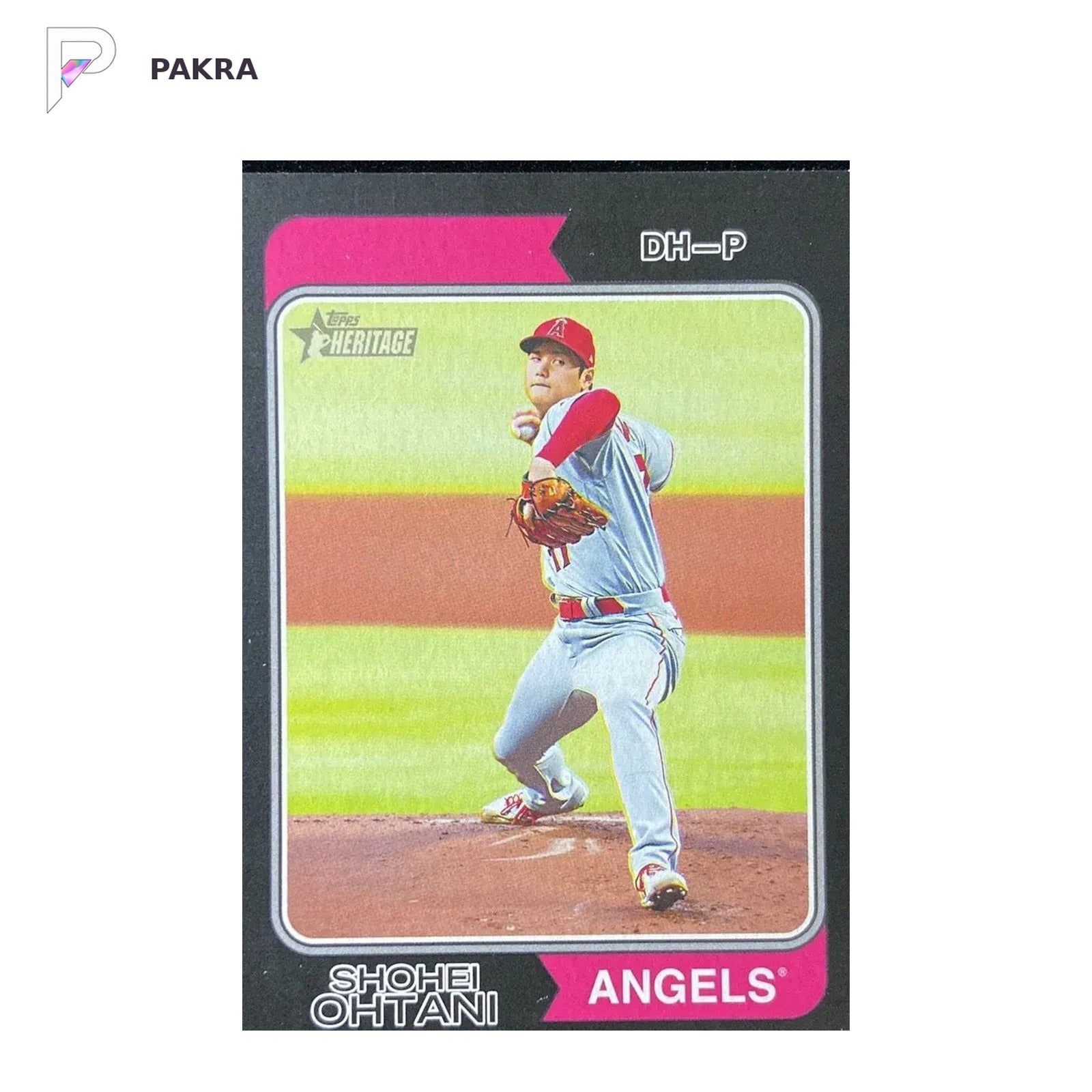 2023 Topps Heritage Black border #20 Shohei Ohtani Runs in sets of 50 shown on a white PAKRA background.