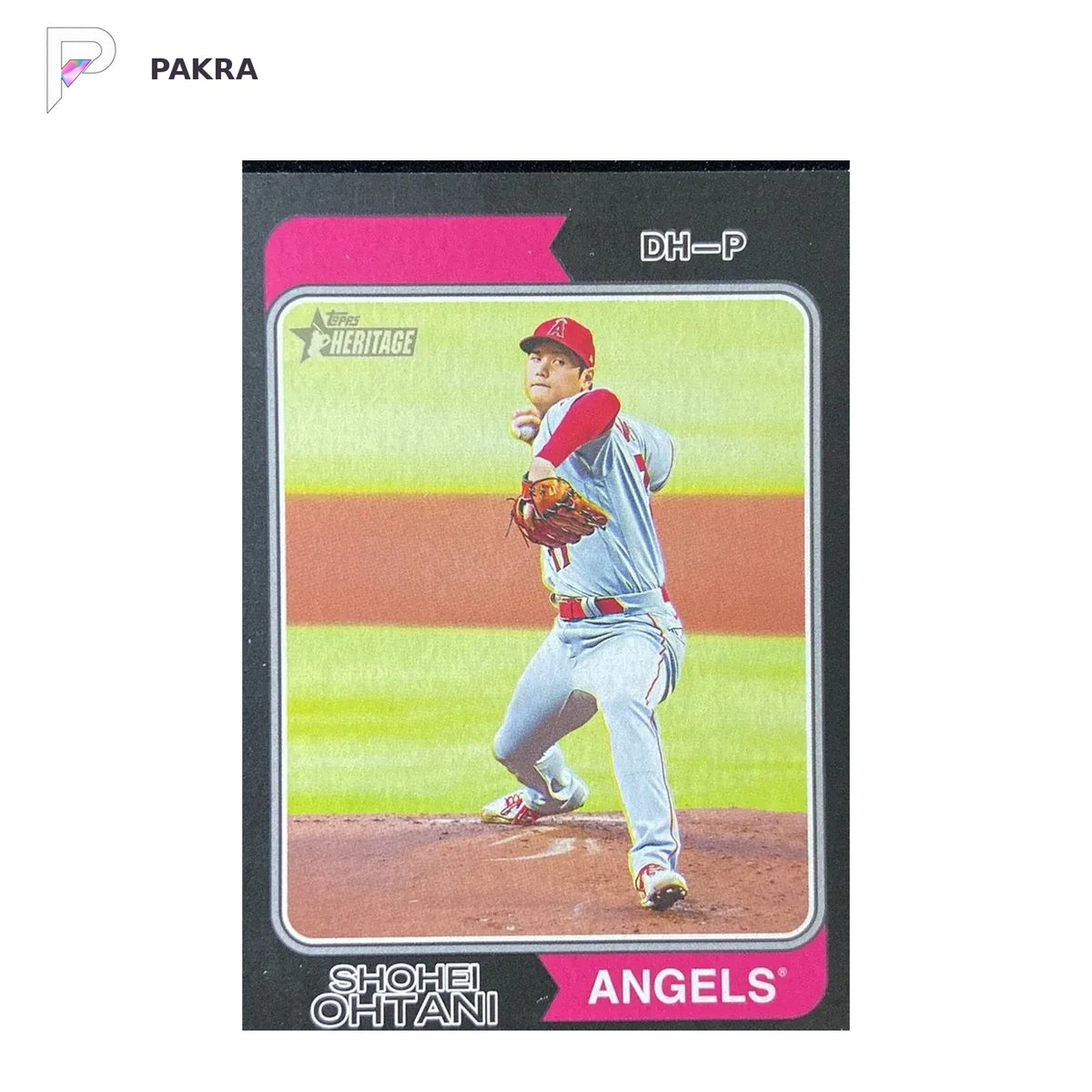 2023 Topps Heritage Black border #20 Shohei Ohtani Runs in sets of 50 shown on a white PAKRA background.