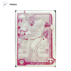2025 Topps Chrome Updates Magenta Printing Plate Luke Keaschall RC Rookie 1/1 HD shown on a white PAKRA background.