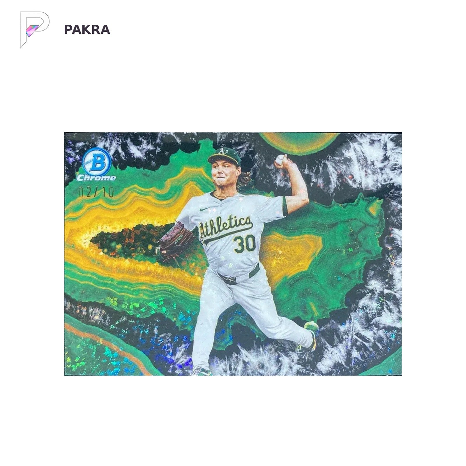 2025 Topps Bowman Draft Chrome Crystallized Black #C-15 Jamie Arnold 02/10 shown on a white PAKRA background.