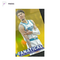 2025-26 Topps Chrome Fanatical LaMelo Ball #FAN-5 Gold Refractor 20/50 SP shown on a white PAKRA background.