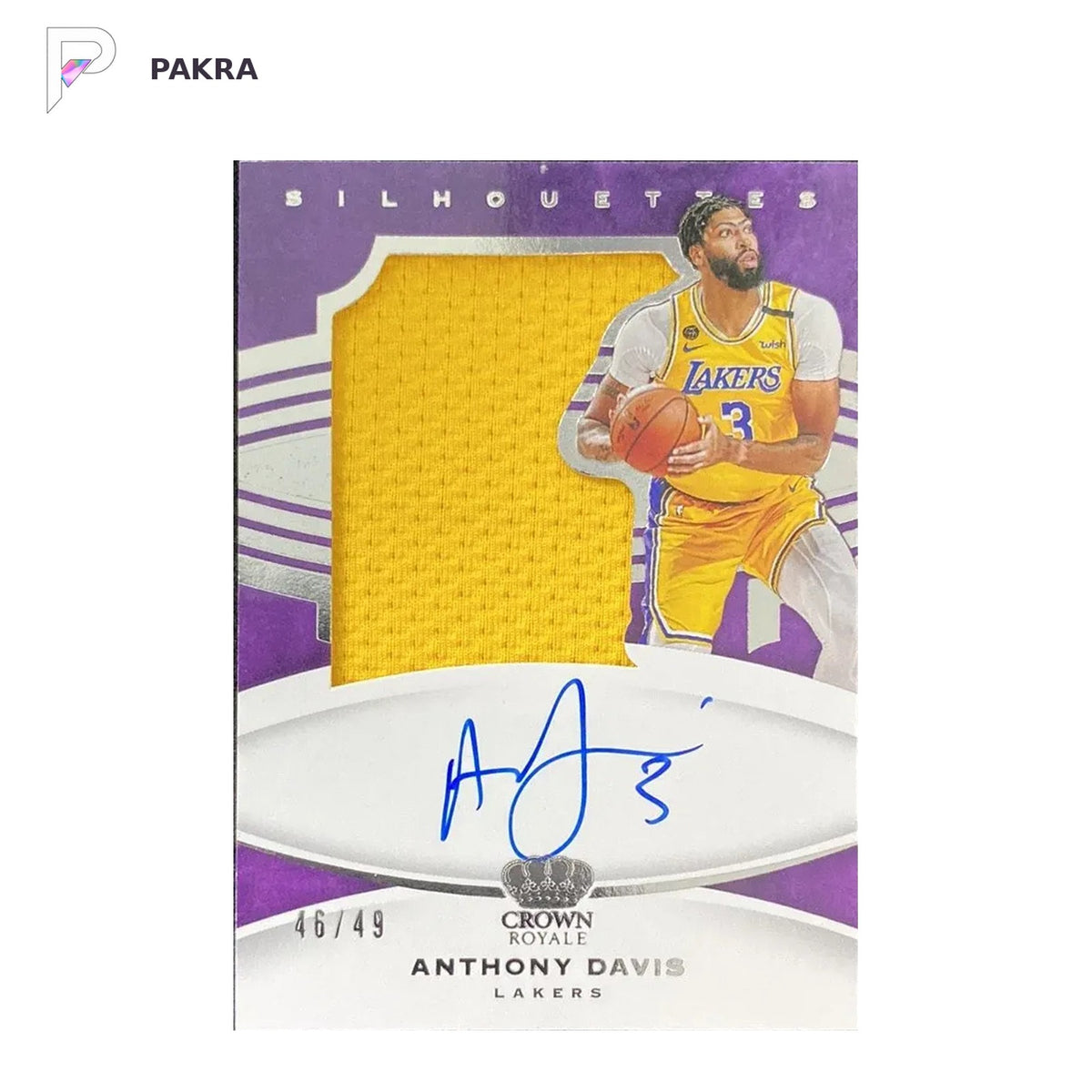 2020-21 Crown Royale Silhouettes Patch Auto PA GU Anthony Davis 46/49 shown on a white PAKRA background.