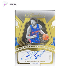 2023-24 Panini Flawless Shade Gold Cade Cunningham Auto Jersey Number 2/10 shown on a white PAKRA background.