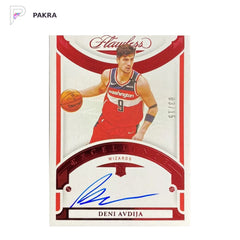 2020-21 Panini Flawless Excellence Ruby #EXS-AVD Deni Avdija RC Auto 3/15 shown on a white PAKRA background.