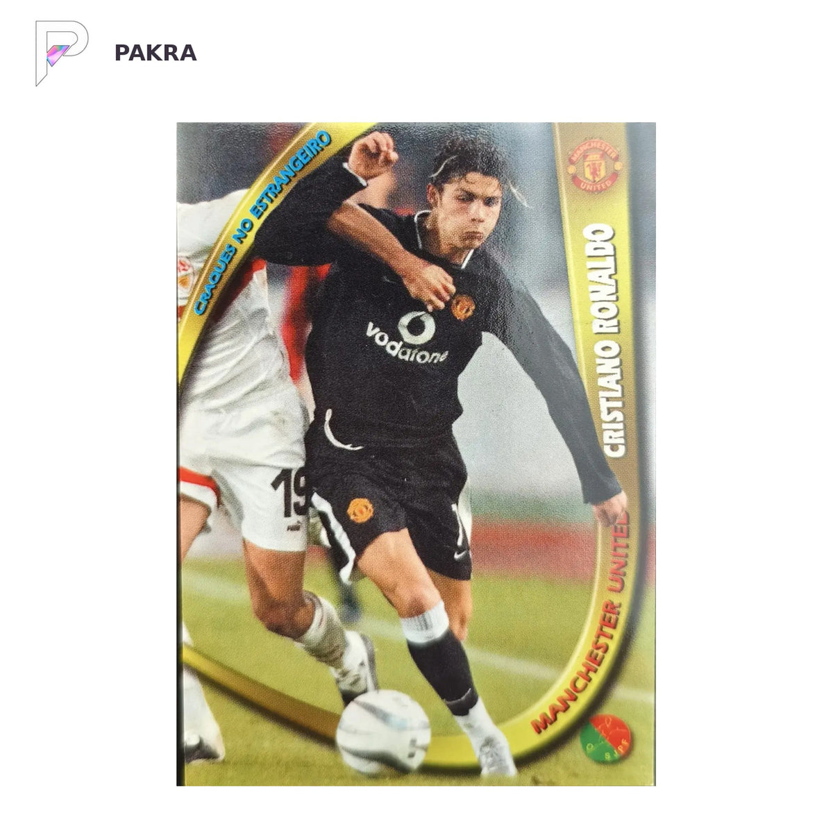 Cristiano Ronaldo 2004 Panini Sports Mega Craques #132 Man United Very New shown on a white PAKRA background.