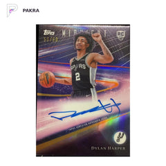 2025-26 Topps Midnight Rookie Horizon Signature Auto Dylan Harper 50/50 RC shown on a white PAKRA background.