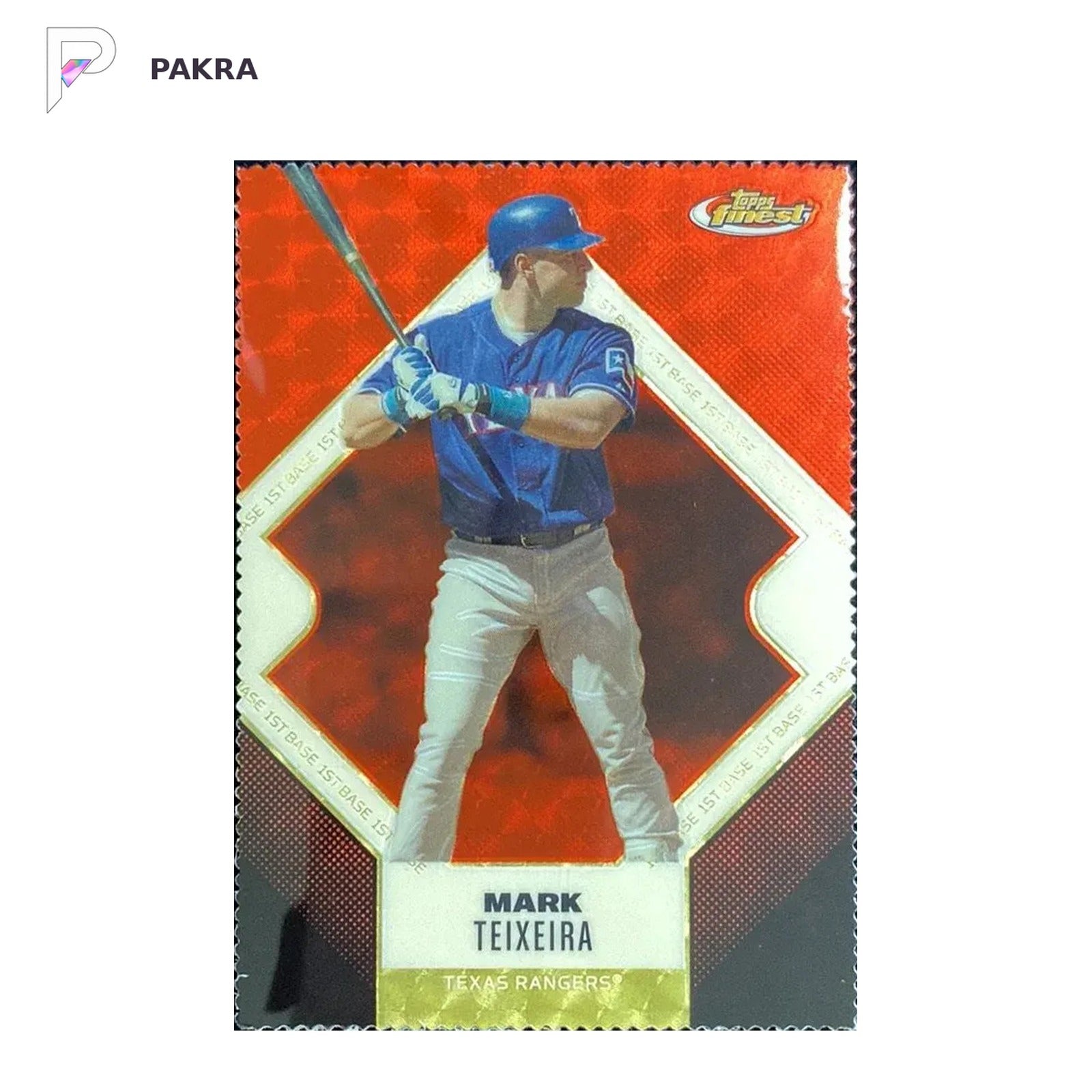 2006 Topps Finest Mark Teixeira #35 Superfractor 1/1 Rangers shown on a white PAKRA background.