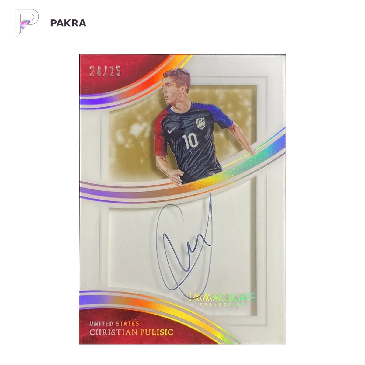 2017 Panini Immaculate Silver #SS-CP Christian Pulisic Auto 24/25 USA shown on a white PAKRA background.