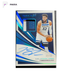 2020-21 Immaculate Patch Auto NPA Karl Anthony Towns 32/32 Jersey Number shown on a white PAKRA background.