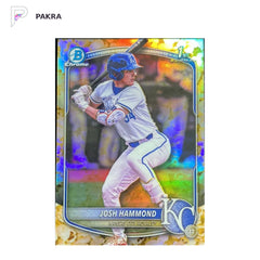 2025 Topps Bowman Draft Chrome Prospects Popcorn SSP Josh Hammond 1st shown on a white PAKRA background.