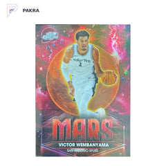 2025-26 Topps Chrome Cosmic Planetary Pursuit Mars Victor Wembanyama SSP shown on a white PAKRA background.