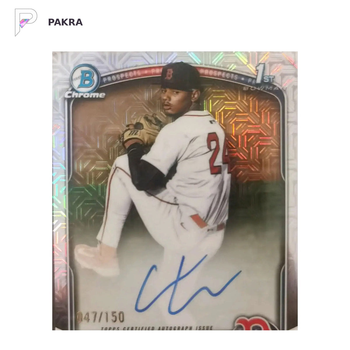 Anthony Eyanson 2025 Bowman Chrome 1st Rookie RC Auto Prospects /150 shown on a white PAKRA background.