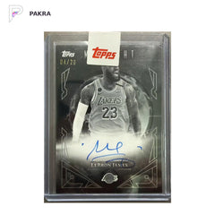2025-26 Topps Midnight Sun Equinox #MS-LJ LeBron James Auto 4/20 Lakers shown on a white PAKRA background.
