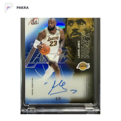 2025-26 Topps Signature Class Veteran Chrome Blue LeBron James Auto 4/5 shown on a white PAKRA background.